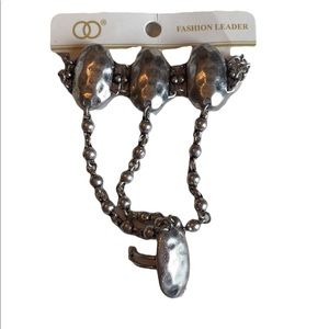 Silver Tone Bracelet and Ring Combination